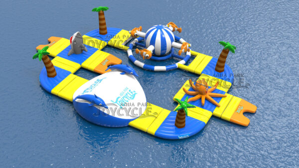 Floating Inflatable Water Park with Shark & Octopus (3)