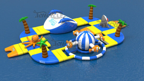 Floating Inflatable Water Park with Shark & Octopus (4)