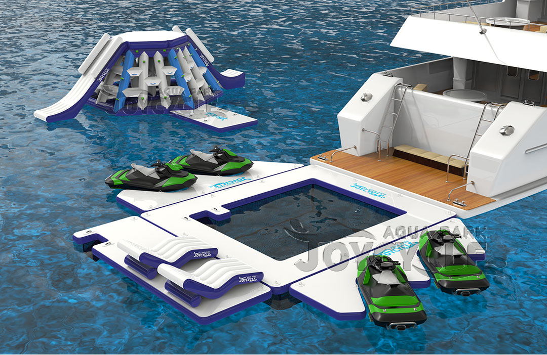 How to Combine Inflatable Floating Water Park and Blow Up Floating Dock Together