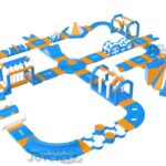 Orange Blue Medium Size Inflatable Floating Water Park JC-APM043