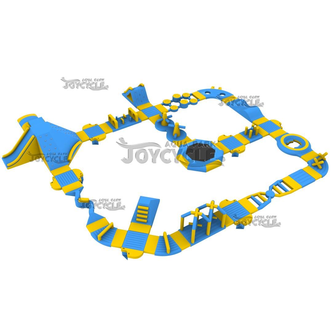 Blue Yellow Medium Inflatable Water Blow Up Park JC-APM096
